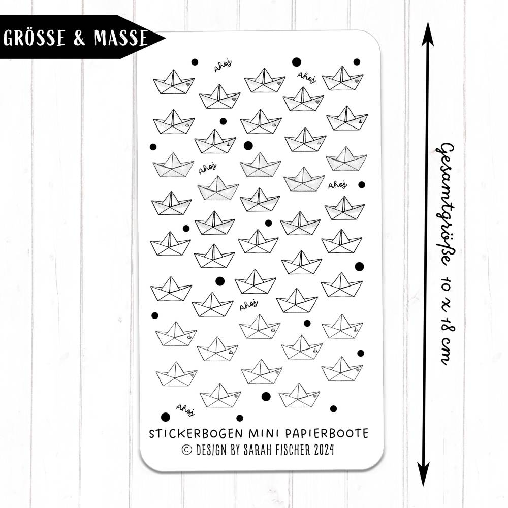 Stickerbogen Mini Papierboote | 40 kleine Aufkleber | Journaling & Planer | 180x100mm | Handmade Bild 7
