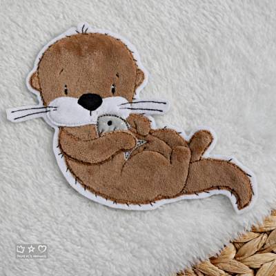 Applikation/Aufnäher/Bügelbild  'Otter mit Fisch'