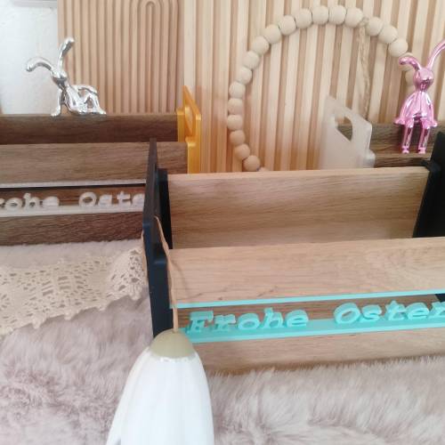Geschenkebox gedruckt mit Schriftzug Frohe Ostern Osterkörbchen Osternest