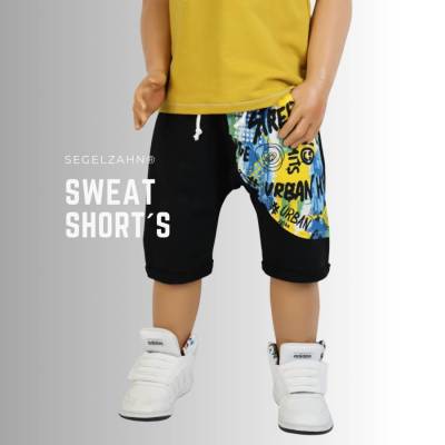 Sweat Shorts Kinder, kurze Hose Unisex schwarz, Sommerhose Smile Jungen Mädchen Kinderkleidung Sommerhosen Segelzahn 