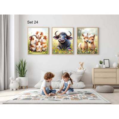 Bauernhof Poster Set Nr. 24/33 | 3er Set von DOPIXIO |  Tiere Kinderzimmer Deko | Digitaler Download 30x40