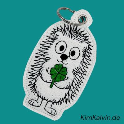 Schlüsselanhänger Hase | Kaninchen mit Kleeblatt / Gestickt / Taschenbaumler / Stickerei / Besondere Geschenkidee