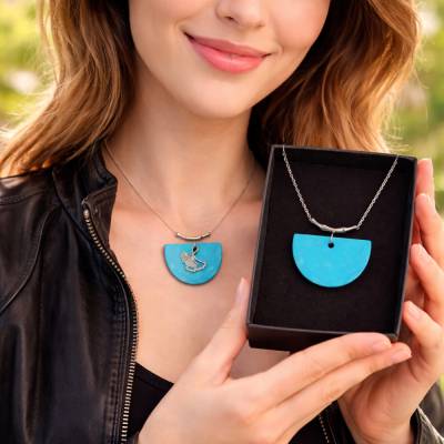 Edelstahlkette mit Howlith-Anhänger & Ginko-Blatt – Filigrane Gliederkette, Unikat