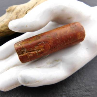 Alte Bauxit Perle aus Ghana – Authentische Tubenperle mit Alters- und Gebrauchsspuren, 36x12x10 mm #2