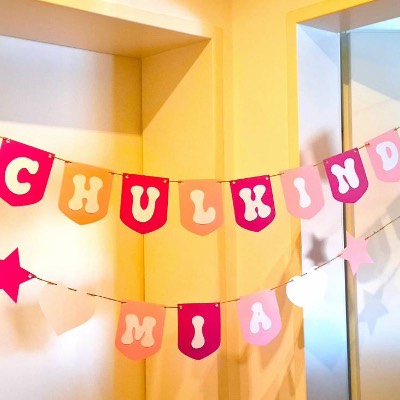 Zuckersüße Rosa Girlande zum Einschulung/Personalisierte Endlich Schulkind Girlande