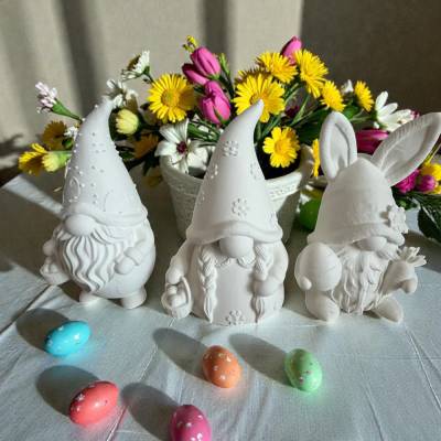 Osterwichtel Set 3D Druck – Niedliche Frühlingsdeko Gnom mit Hasenohren & Korb – Geschenkidee Ostern – 10cm oder 15cm