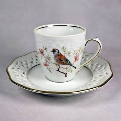 Vintage Kaffeetasse mit Untertasse – Schumann Bavaria – Vogelmotiv