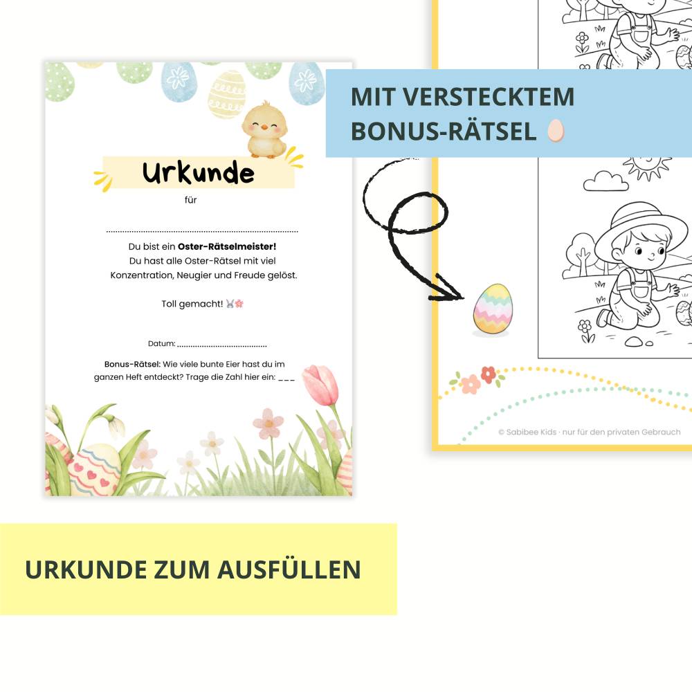 Oster Rätsel Aktivität Kinder 4–6 | Zählen & Logik Arbeitsblatt | Suchspiele + Denkaufgaben | PDF Digitaler Download Bild 5