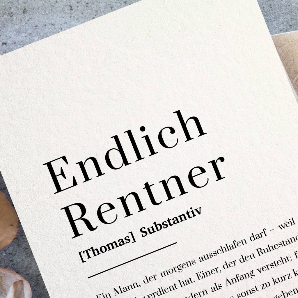 Karte zum Ruhestand Baumwollpapier personalisiert – Endlich Rentner ...