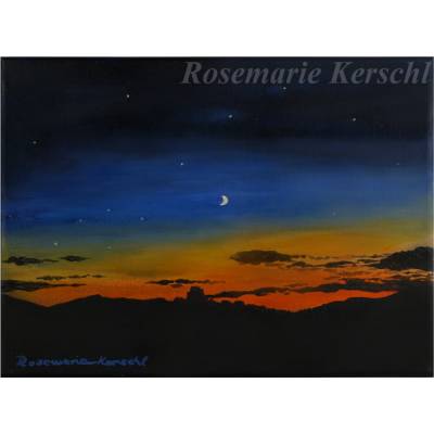 Sommer Abendhimmel Acrylbild Unikat – Handgemaltes Kunstwerk auf Leinwand 25 x 30 cm Querformat