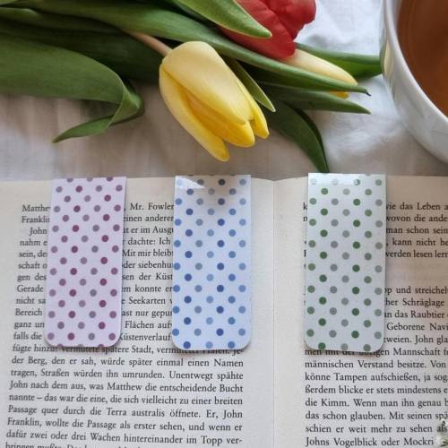 Punkte Lesezeichen Set | 3 minimalistische Papier Lesezeichen in Pastell | Ästhetische Lesezeichen | Geschenk für Leser