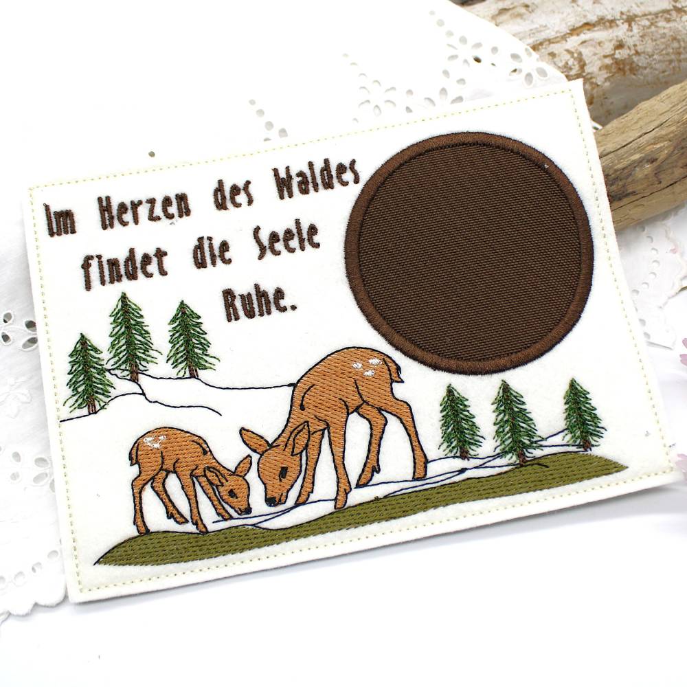 Stickdatei Mugrug Untersetzer Reh Wald 13x18cm Bild 1