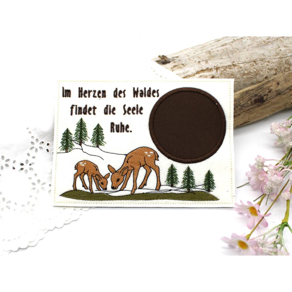 Stickdatei Mugrug Untersetzer Reh Wald 13x18cm Bild 2