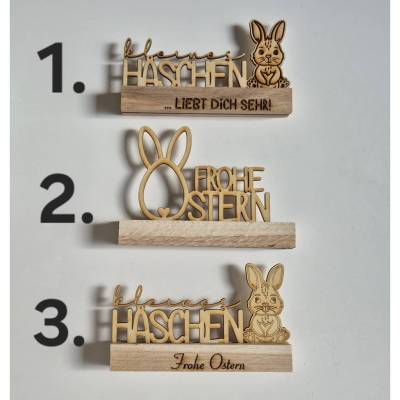 Osterdeko Aufsteller Holz Osterhase Ostergruß Frohe Ostern Lasergravur - Geschenkidee