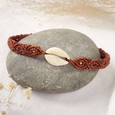 Muschelarmband, Makramee Armband mit Muschel-handgeknüpftes Sommerarmband, maritimer Schmuck, Geschenk für Meerliebhaber