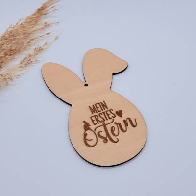 Osteranhänger „Mein erstes Ostern“ aus Holz – Baby Geschenkanhänger in Hasenform – liebevolle Erinnerung