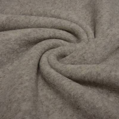 Stoff Strickstoff Merino Woll Fleece beige melange uni Mantelstoff Jackenstoff