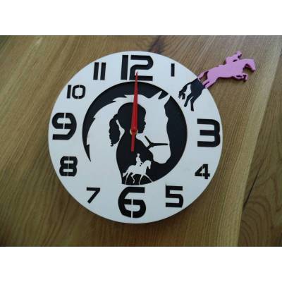 Springendes Pferd - 30 cm Kinder-Wanduhr mit leisem Laufwerk