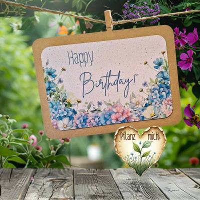 Einpflanzbare Geburtstagskarte aus Samenpapier | nachhaltige Geburtstagsgeschenke | Grußkarte für Frauen und Freundinnen