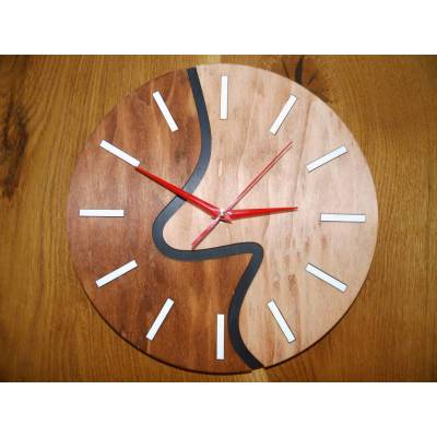 Moderne 30 cm Holz-Wanduhr Linea Natura aus Teak & Kirschbaum – Design & Ruhe