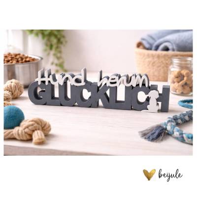 Schriftzug Hund herum Glücklich - 3D Druck