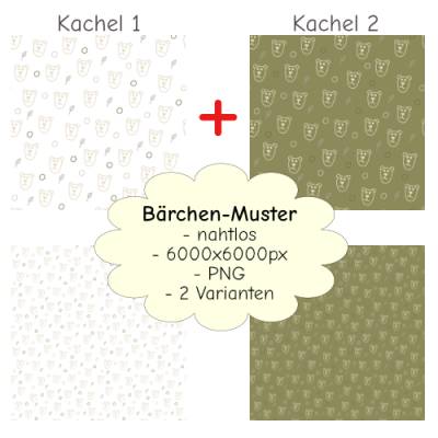 Nahtloses Bärchen-Muster PNG – Zwei Farbvarianten für Scrapbooking & Digital Art