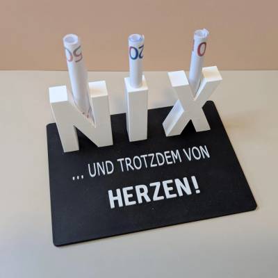 3D Geldgeschenk „NIX“ – witzige Geschenkidee für Geburtstag, Hochzeit, Weihnachten, wenn man eigentlich nix schenken wil