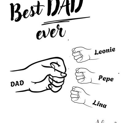 Bügelbild zum PAPA-TAG - personalisiert mit Kinder-Namen