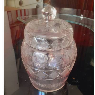 Vintage Deckeldose Alt Bleikristall Bonboniere Glas edel Kristallglas Schliff