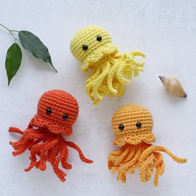 Zitrusquallen – gehäkelte Qualle aus Baumwolle - Amigurumi Qualle in Zitrone, Apfelsine oder Mandarine