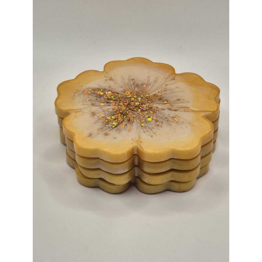 Blumenuntersetzer 4er Set Sand-Gold