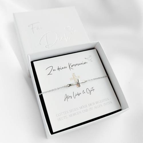 Kreuz Armband Gravur – 316L Edelstahl | Name Datum | Personalisiertes Geschenk Kommunion Konfirmation Firmung