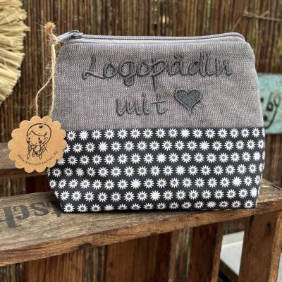 Logopädin mit Herz // Schminktasche // Kosmetiktasche // Geschenk // Schminktäschchen // Kulturbeutell rosa