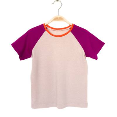 T-shirt Größe 128 rosa 100% Merinowolle / Upcycling Kindershirt kurzärmlig