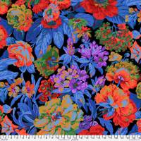 Meterware Patchworkstoff mit opulentem Blumenmuster von Philip Jakobs PWP J083.BLUE , Baumwolle zum Nähen
