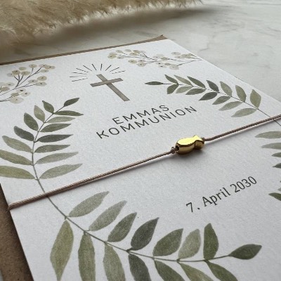 Armband mit Karte | Personalisierter Text | Taufe | Kommunion |Konfirmation |