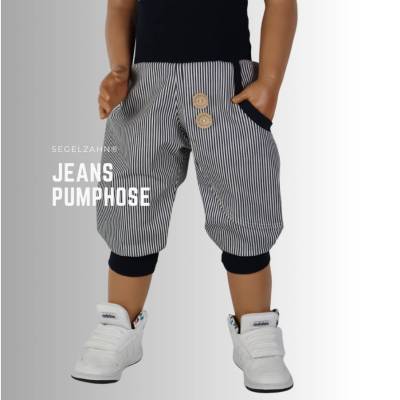 kurze Hose Kinder, Jeans Pumphose Unisex gestreift blau, Sommerhose Jeanshose Jungen Mädchen Kind Baby Sommerjeans