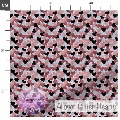 Allover Jersey „Glitter Hearts“ - Eigenproduktion (Überbreite)