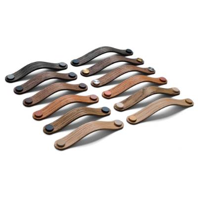 Holzgriff für Möbel – Handgefertigt aus Eiche, Nussbaum, Kirschholz & Leder | Serie [ROC]