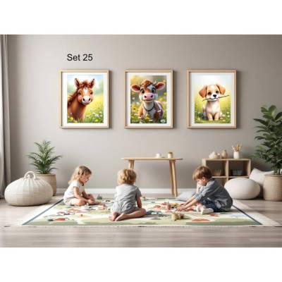 Bauernhof Poster Set Nr. 25/33 | 3er Set von DOPIXIO |  Tiere Kinderzimmer Deko | Digitaler Download 30x40