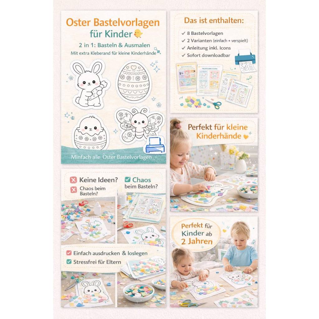 Oster Bastelvorlagen Kinder PDF – Basteln & Ausmalen ab 2 Jahren | DIY
