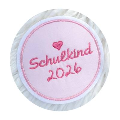 Applikation/ Aufnäher/ Aufbügler Schulkind Button rosa gestickt Schultüte Bügelbild Einschulung Mädchen