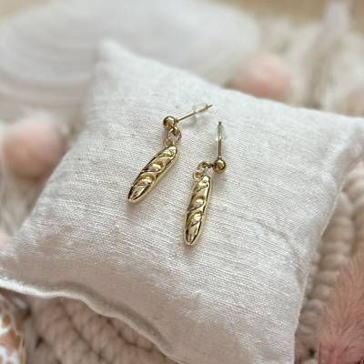 Ohrringe „La Baguette“ gold - Goldfarbene Edelstahl-Ohrstecker mit Baguettes
