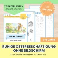Oster Zahlen, Mengen, Farben Rätsel | Kinder 3-6 | Digitaler Download | 22 Seiten | PDF ausdrucken | Beschäftigung ohne