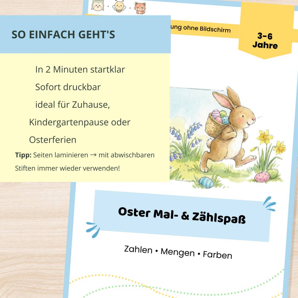 Oster Zahlen, Mengen, Farben Rätsel | Kinder 3-6 | Digitaler Download | 22 Seiten | PDF ausdrucken | Beschäftigung ohne Bild 3