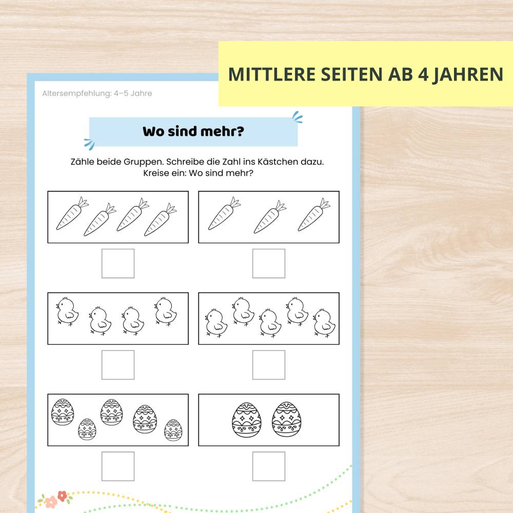 Oster Zahlen, Mengen, Farben Rätsel | Kinder 3-6 | Digitaler Download | 22 Seiten | PDF ausdrucken | Beschäftigung ohne Bild 7