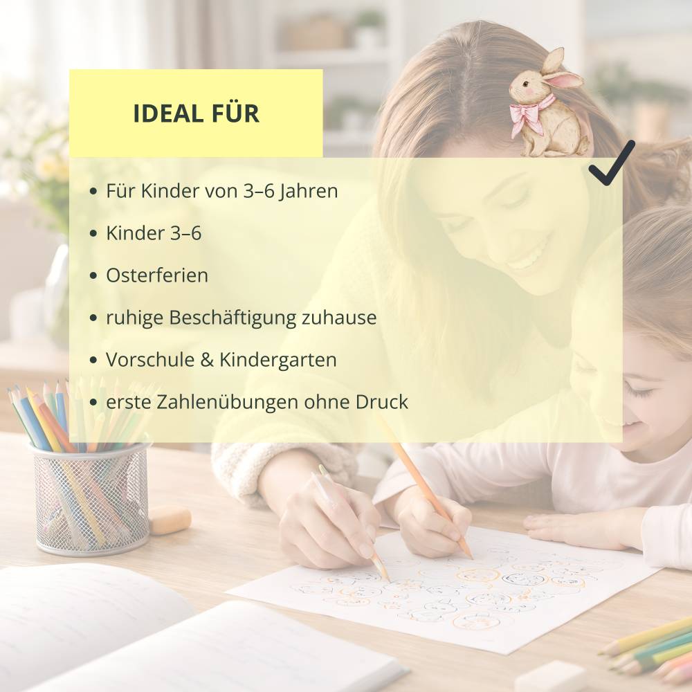 Oster Zahlen, Mengen, Farben Rätsel | Kinder 3-6 | Digitaler Download | 22 Seiten | PDF ausdrucken | Beschäftigung ohne Bild 9