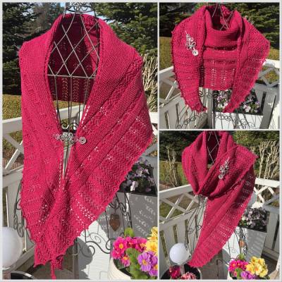 Lacetuch *MUSKATBLÜTE* gestricktes Schultertuch in Indischrot