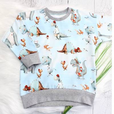 Dino, Meerdinos Oversize Sweater aus Biojersey, Pullover, Kindershirt, Biokleidung, Langarmshirt, Junge, Mädchen