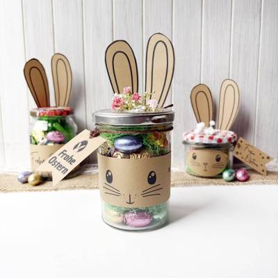 Osternest im Glas basteln: Osterhasen Bausatz PDF – DIY Osterdeko & Geldgeschenk